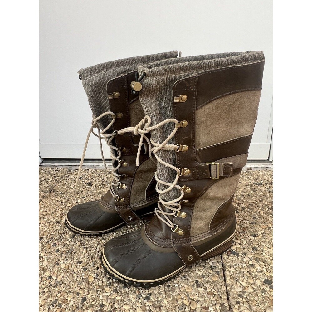 SOREL Conquest Carly Womens Sz 7.5 Tall Winter Boots NL2033-208 Brown